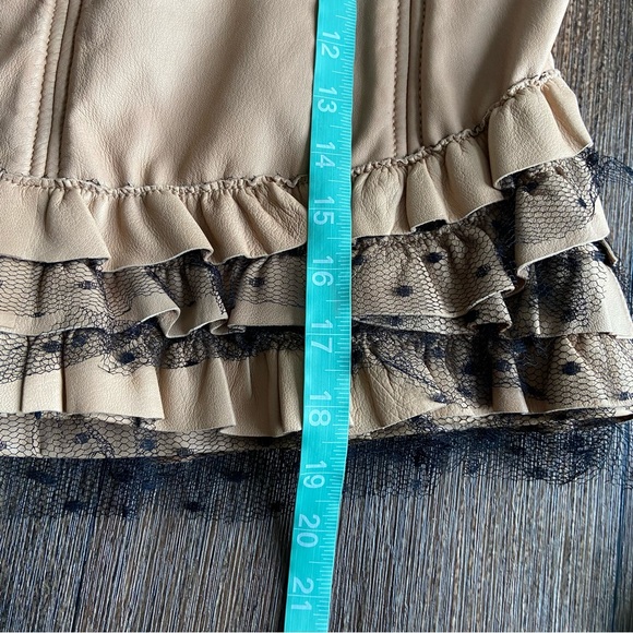 New with tags Red Valentino lamb skin leather tiered ruffle lace Nappa skirt 4 - Picture 15 of 15